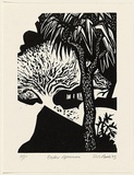 Artist: b'AMOR, Rick' | Title: b'Baxter afternoon.' | Date: 1983 | Technique: b'linocut, printed in black ink, from one plate'