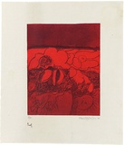 Artist: b'Hodgkinson, Frank.' | Title: b'not titled' | Date: 1971 | Technique: b'etching and oil viscosity process printed in red and purple inks from multiple plates'