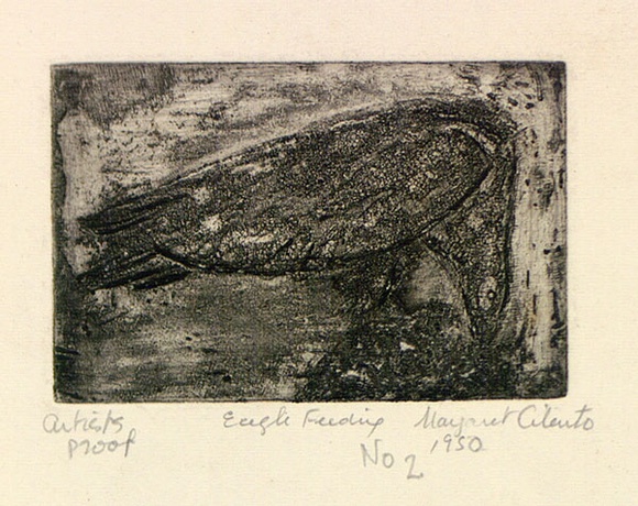 Artist: Cilento, Margaret. | Title: Eagle feeding. | Date: 1950 | Technique: etching and aquatint, printed in black ink, from one plate