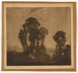 Artist: b'LINDSAY, Lionel' | Title: b'Evening harmony' | Date: 1919 | Technique: b'spirit-aquatint, printed in brown ink with plate-tone with wiped highlights, from one plate' | Copyright: b'Courtesy of the National Library of Australia'