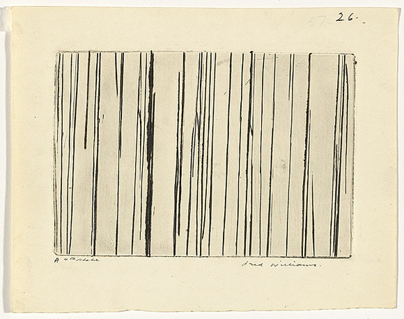 Artist: b'WILLIAMS, Fred' | Title: b'Sapling forest' | Date: 1961 | Technique: b'engraving and drypoint, printed in black ink, from one copper plate' | Copyright: b'\xc2\xa9 Fred Williams Estate'