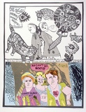 Artist: b'HANRAHAN, Barbara' | Title: b'Heroes' | Date: 1977 | Technique: b'screenprint, printed in colour, from 10 stencils'
