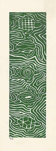 Artist: b'Clarmont, Sammy.' | Title: b'Turtles swimming [7]' | Date: 1997 | Technique: b'linocut, printed in colour, from one block'