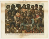 Title: b'Australasian and Oceanic races' | Date: c.1890s? | Technique: b'lithograph, printed in colour, from multiple stones [or plates]; letterpress text'