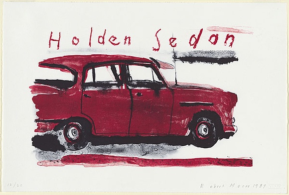 Artist: b'Moore, Robert.' | Title: b'Holden sedan' | Date: 1989 | Technique: b'lithograph, printed in colour, from multiple stones [or plates]'