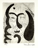 Artist: b'Burn, Ian.' | Title: b'(Clown).' | Date: 1964 | Technique: b'etching and aquatint, printed in black ink, with plate-tone, from one plate'
