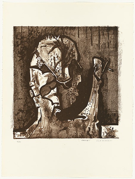 Artist: b'WILLIAMS, Fred' | Title: b'Stump' | Date: 1977-78 | Technique: b'lithograph, printed in brown ink, from one zinc plate' | Copyright: b'\xc2\xa9 Fred Williams Estate'