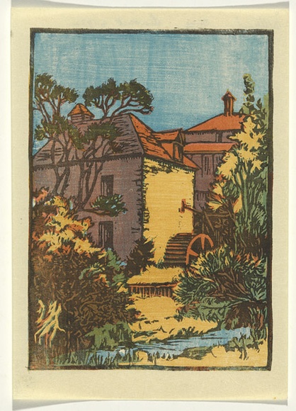 Artist: b'Allport, C.L.' | Title: b'Millbrook, Ouse, Tasmania.' | Date: c.1932 | Technique: b'linocut, printed in colour, from multiple blocks'