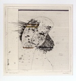 Artist: b'BALDESSIN, George' | Title: b'Head through blind.' | Date: 1967 | Technique: b'colour etching, aquatint, and embossing'