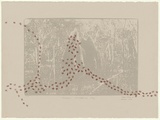 Artist: b'Namok, Rosella.' | Title: b'Wiimumu paampaanya mayi' | Date: 1997, August | Technique: b'screenprint, printed in grey and red ochre ink, from two stencils'