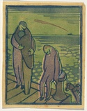 Artist: b'Bell, George..' | Title: b'(The departure).' | Technique: b'linocut, printed in black ink, from one block'