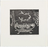 Artist: b'Gittoes, George.' | Title: b'The yellow bath.' | Date: 1971 | Technique: b'etching, printed in black ink, from one plate'