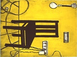 Artist: b'Hattam, Katherine.' | Title: b'Yellow kitchen chair' | Date: 2000, November | Technique: b'etching, printed in black and yellow ink, from two plates'