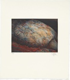 Artist: SCHMEISSER, Jorg | Title: Rockface with red | Date: 1985 | Technique: softground-etching and aquatint, printed in colour, from three plates | Copyright: © Jörg Schmeisser