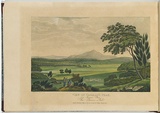 Artist: b'LYCETT, Joseph' | Title: bView of Tasman's Park, from Macquarie Plains, Van Diemen's Land. | Date: 1825 | Technique: b'etching and aquatint, printed in black ink, from one copper plate; hand-coloured'