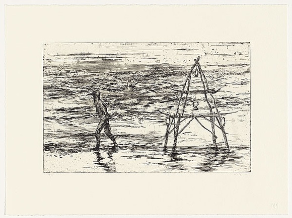 Artist: b'Mortensen, Kevin.' | Title: b'not titled [birdman]' | Date: 2001 | Technique: b'etching, printed in black ink, from one copper plate' | Copyright: b'\xc2\xa9 Kevin Mortensen'