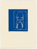 Artist: b'Law, Roger.' | Title: b'Not titled [self portrait in blue].' | Date: 2002 | Technique: b'aquatint, printed in blue ink, from one plate'