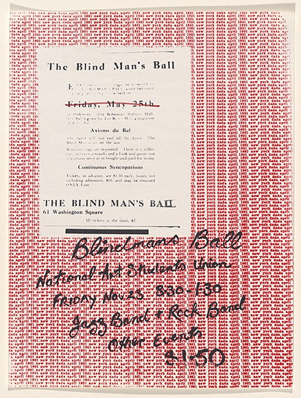 Artist: b'McMahon, Marie.' | Title: bBlindman's Ball [1] | Date: 1973 | Technique: b'screenprint, printed in colour, from two stencils' | Copyright: b'\xc2\xa9 Marie McMahon. Licensed by VISCOPY, Australia'