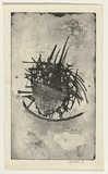 Title: not titled [shape reminiscent of boat with cross hatched lines] | Date: c.1962 | Technique: etching and lavis, printed in black ink, from one copper plate