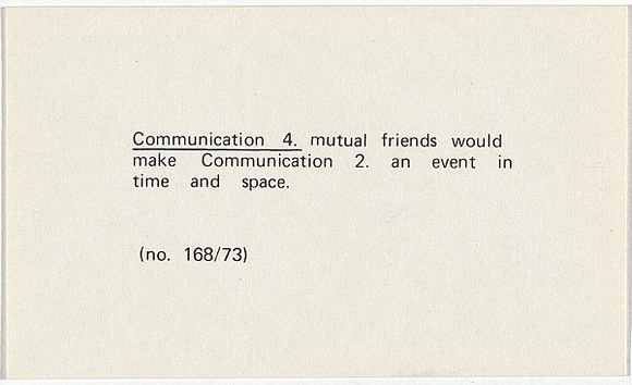 Artist: b'PARR, Mike' | Title: b'Communication 4' | Date: 1973 | Technique: b'typewritten text, in black ink'
