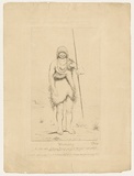 Artist: b'Duterrau, Benjamin.' | Title: b'Woureddy, a wild native of Brune Island.' | Date: 1835 | Technique: b'etching, printed in black ink, from one plate'