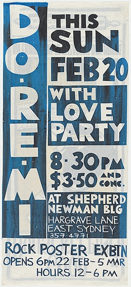 Artist: b'MERD INTERNATIONAL' | Title: b'Poster: Do-Re-Mi with love party Sun Feb 20' | Date: 1984 | Technique: b'screenprint'