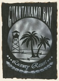 Artist: SIXTEN, | Title: Guantanamo Bay Resort. | Date: 2003 | Technique: stencil, printed in white ink, from one stencil