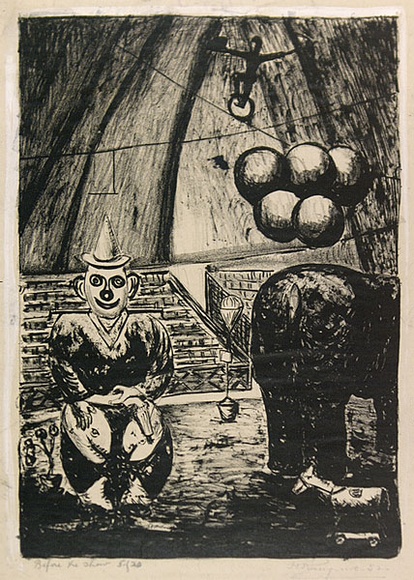 Artist: b'ROSENGRAVE, Harry' | Title: b'Before the show' | Date: 1952 | Technique: b'lithograph, printed in black ink, from one plate'