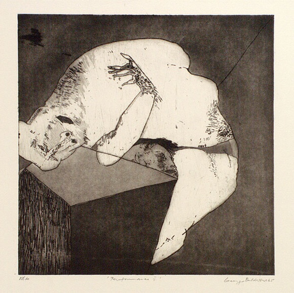 Artist: b'BALDESSIN, George' | Title: b'Performance II.' | Date: 1965 | Technique: b'etching and aquatint, printed in black ink, from one plate'