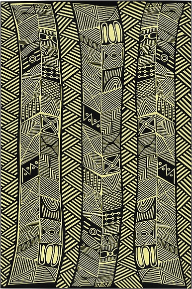 Artist: b'Kantilla, Osmond.' | Title: b'Wrapping paper: Pumpuni' | Date: 1986 | Technique: b'screenprint, printed in colour, from three stencils'