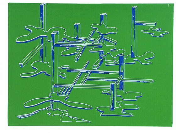 Artist: b'COLEING, Tony' | Title: bDrawing for 'to do with blue' sculpture II (2). | Date: 1975 | Technique: b'screenprint,'