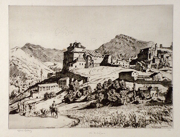 Artist: b'LINDSAY, Lionel' | Title: b'Old Antequera, Andalucia, Spain' | Date: 1929 | Technique: b'drypoint, printed in brown ink, from one plate' | Copyright: b'Courtesy of the National Library of Australia'