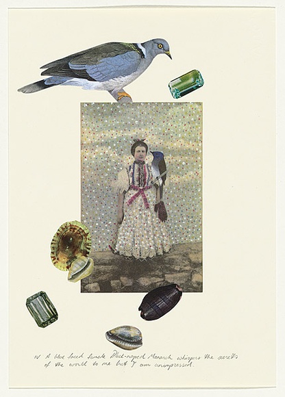 Artist: b'Haby, Gracia.' | Title: b'A blue-faced female black-naped Monarch whispers the secrets of the world to me but I am unimpressed.' | Date: 2007 | Technique: b'offset-lithograph, printed in colour, from multiple plates; collaged addition of cut paper'