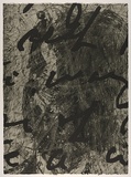 Artist: b'PARR, Mike' | Title: b'Language and chaos 2.' | Date: 1990 | Technique: b'drypoint, electric grinder and burnishing, printed in black ink, from one copper plate; over printed with lift ground aquatint, printed in black ink, from one steel plate'