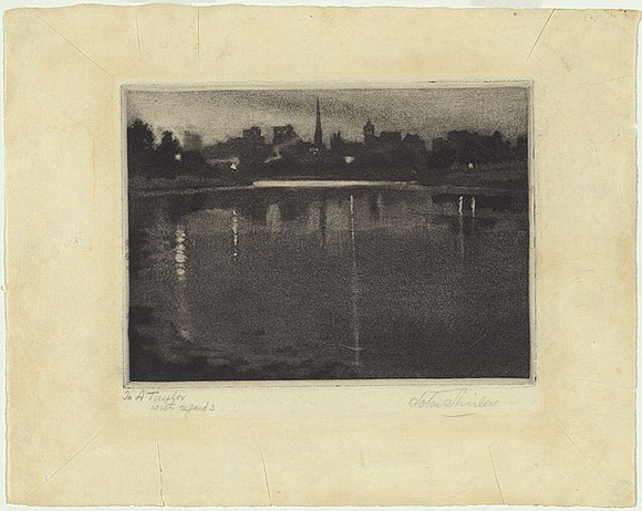 Artist: b'SHIRLOW, John' | Title: b'Twilight, River Yarra.' | Date: 1899 | Technique: b'mezzotint, printed in black ink, from one copper plate'