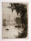 Artist: b'Mather, John.' | Title: bBrander's ferry | Date: 1894 | Technique: b'etching, printed in brown ink with plate-tone, from one plate'