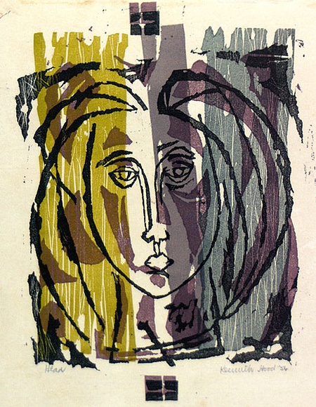 Artist: b'Hood, Kenneth.' | Title: b'Head' | Date: 1954 | Technique: b'lithograph, printed in colour, from multiple stones [or plates]'