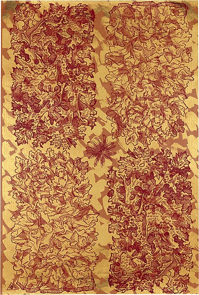 Artist: b'REDBACK GRAPHIX' | Title: b'Wrapping paper: Gold' | Date: 1986 | Technique: b'screenprint, printed in colour, from three stencils'