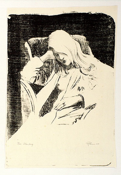 Artist: b'EWINS, Rod' | Title: b'Bev sleeping.' | Date: 1964 | Technique: b'lithograph, printed in black ink, from one stone'