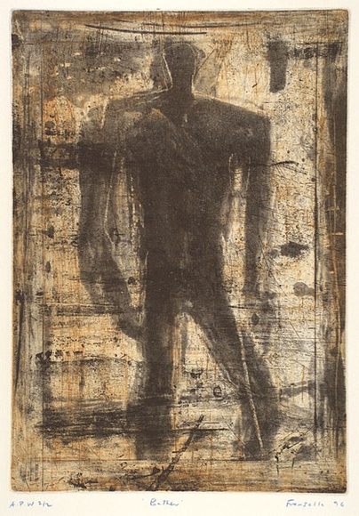 Artist: b'Fransella, Graham.' | Title: b'Bather' | Date: 1996, July | Technique: b'etching, roullette, open-bite, aquatint, scraping and burnishing, printed in colour, from two plates' | Copyright: b'Courtesy of the artist'