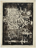 Artist: b'GLEGHORN, Tom.' | Title: b'One way song' | Date: 1961 | Technique: b'woodcut, printed in black ink, from one masonite block' | Copyright: b'\xc2\xa9 Thomas Gleghorn'