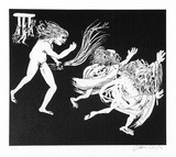 Artist: BOYD, Arthur | Title: The women driving the old men away. | Date: 1970 | Technique: etching and aquatint, printed in black ink, from one plate