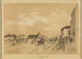 Artist: PROUT, John Skinner | Title: View in George Street, Sydney, looking North | Date: 1842 | Technique: lithograph, printed in black ink, from stone with hand-colouring