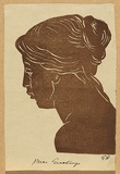 Artist: b'Bell, George..' | Title: b(Woman's profile). | Technique: b'linocut, printed in black ink, from one block'