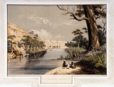 Artist: b'Angas, George French.' | Title: b'The River Murray above Moorundie.' | Date: 1846-47 | Technique: b'lithograph, printed in colour, from multiple stones; varnish highlights by brush'