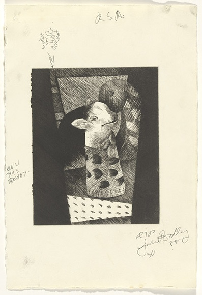 Artist: b'Bradley, Julie.' | Title: b'My bell.' | Date: 1988 | Technique: b'etching, printed in black ink, from one plate'