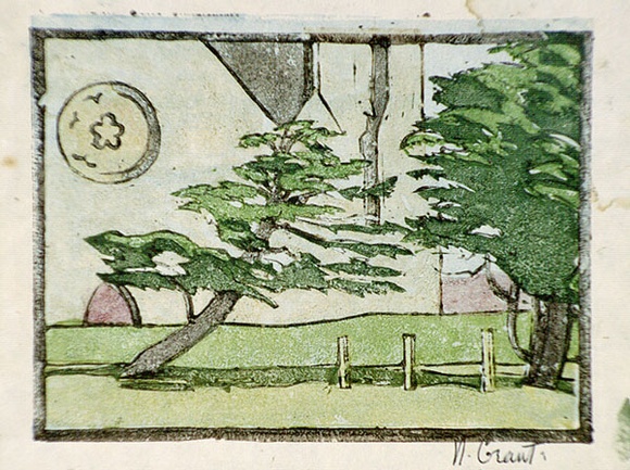 Artist: b'Grant, Nancy.' | Title: b'Church grounds' | Date: c.1935 | Technique: b'linocut, printed in colour, from water-based inks'