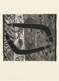 Artist: b'Cummins, Joseph.' | Title: b'Boomerang eclipse.' | Date: c.1998 | Technique: b'linocut, printed in black ink, from one block'