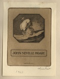 Artist: FEINT, Adrian | Title: Bookplate: John Neville Hoare. | Date: 1923 | Technique: etching, printed in brown ink with plate-tone, from one plate | Copyright: Courtesy the Estate of Adrian Feint