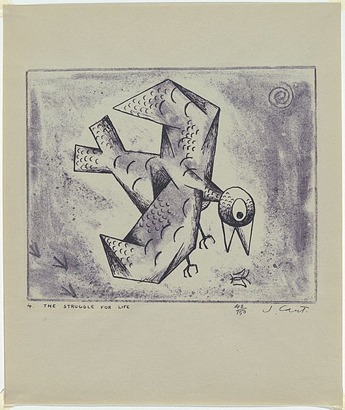 Artist: b'Cant, James.' | Title: b'The struggle for life.' | Date: 1948 | Technique: b'cliche-verre, printed in blue pigment, from one hand-drawn glass plate'